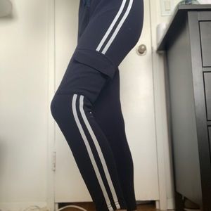 Stripped joggers. Size XS navy blue with pocket